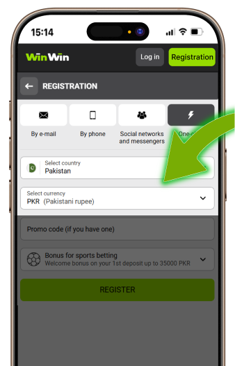Selecting Pakistani Rupee (PKR) as currency