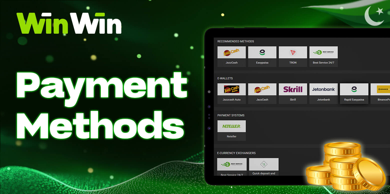 Payment methods for deposits and withdrawals in PKR including JazzCash, EasyPaisa, Skrill, Neteller, Jetonbank